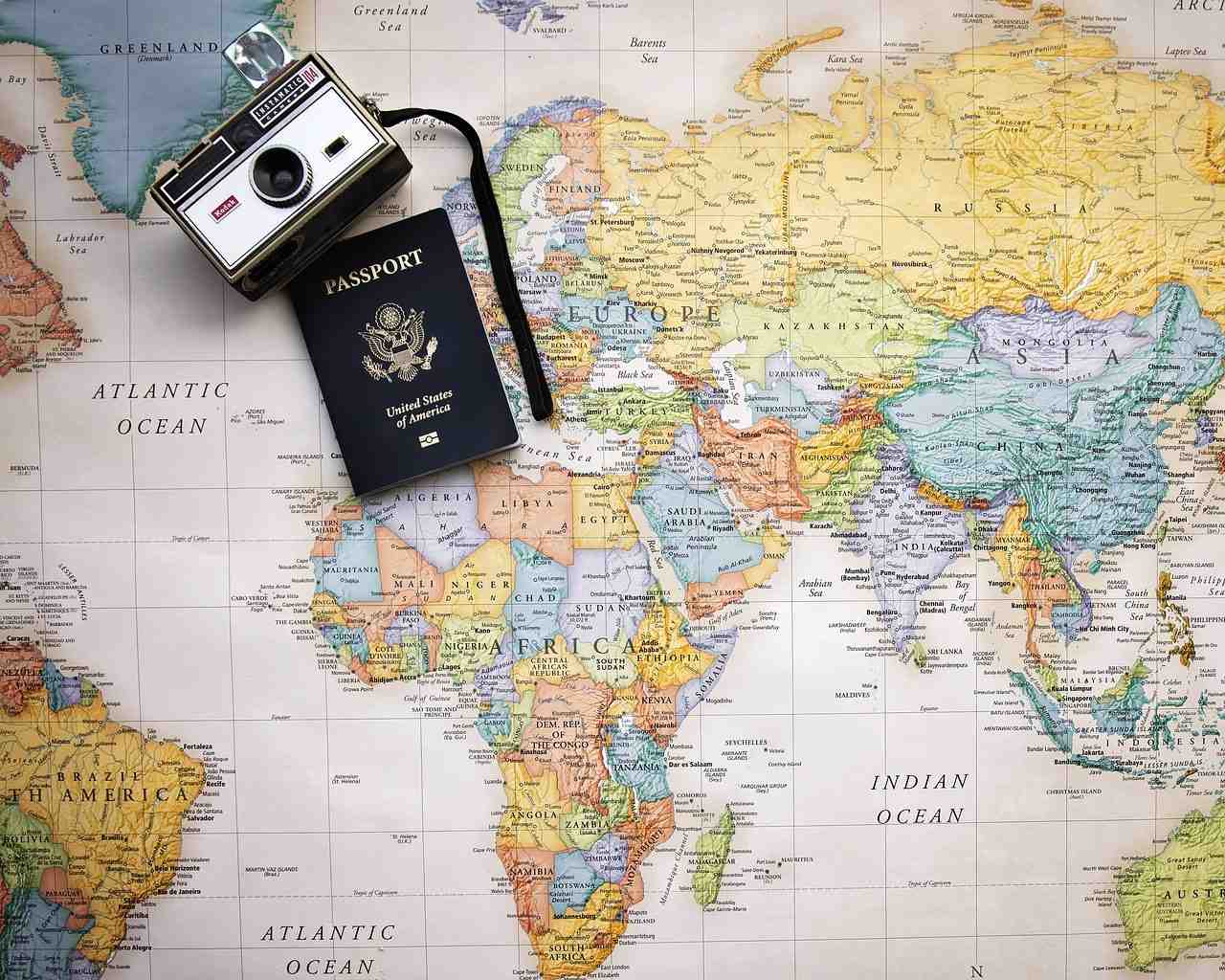 passeport, carte, monde